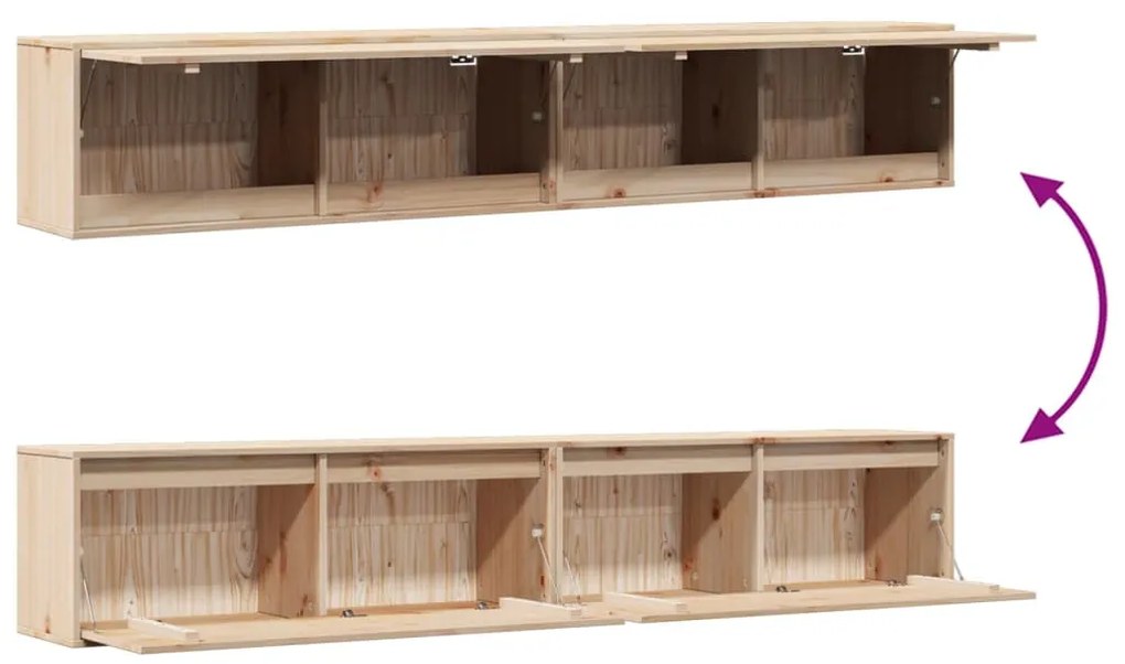 Armários de parede 2 pcs 100x30x35 cm pinho maciço cinza