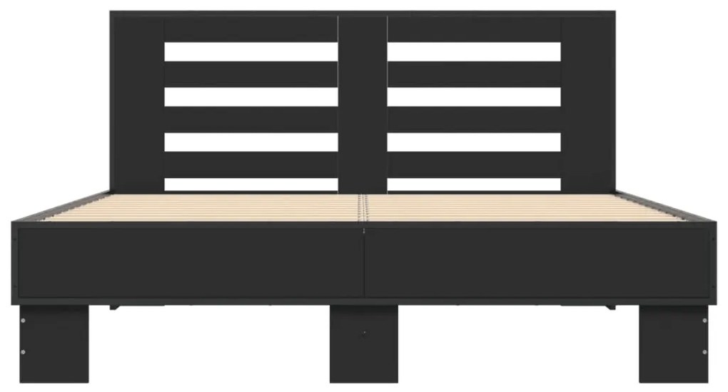 Estrutura de cama 140x190 cm derivados de madeira/metal preto