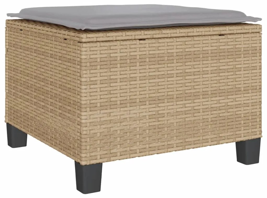 3 pcs conjunto bistrô com almofadões vime PE bege