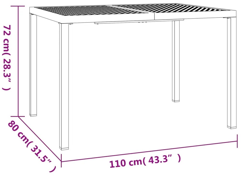 Mesa de jardim 110x80x72 cm aço antracite