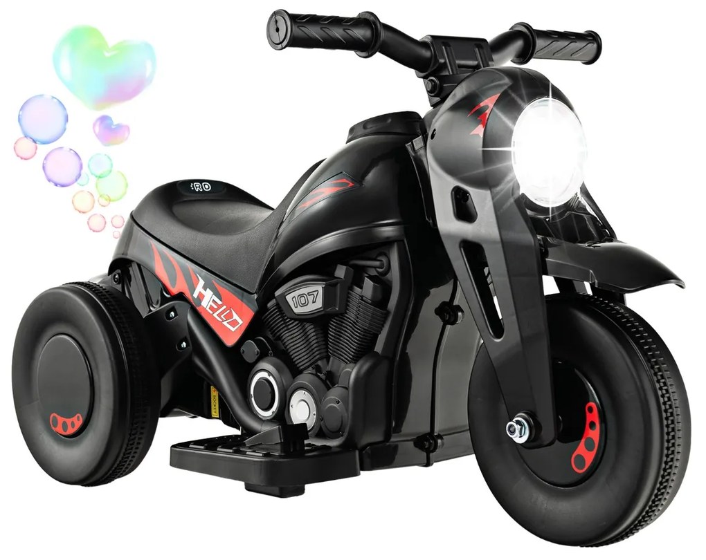 Mota elétrica infantil com farol LED Função Bolhas 30kg Preto