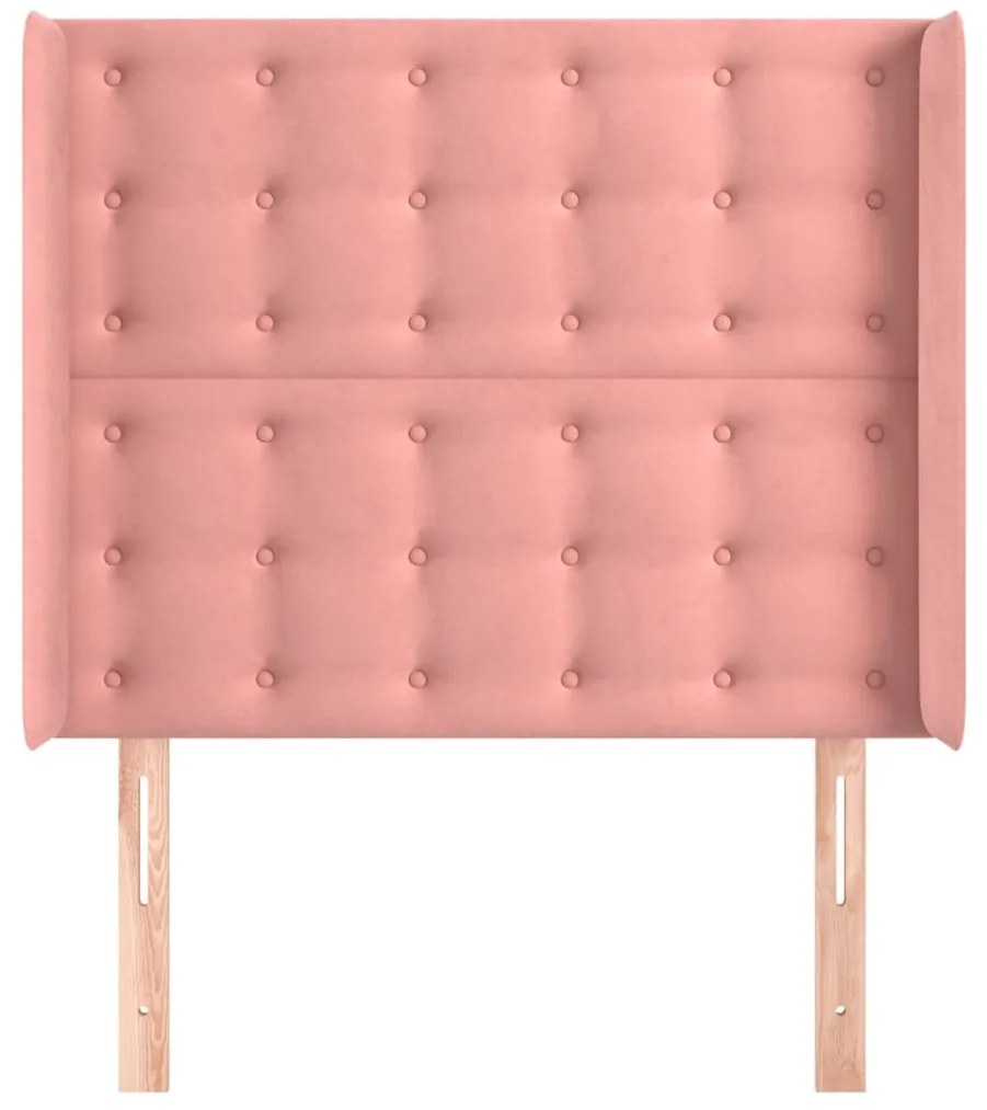 Cabeceira cama c/ abas veludo 103x16x118/128 cm rosa