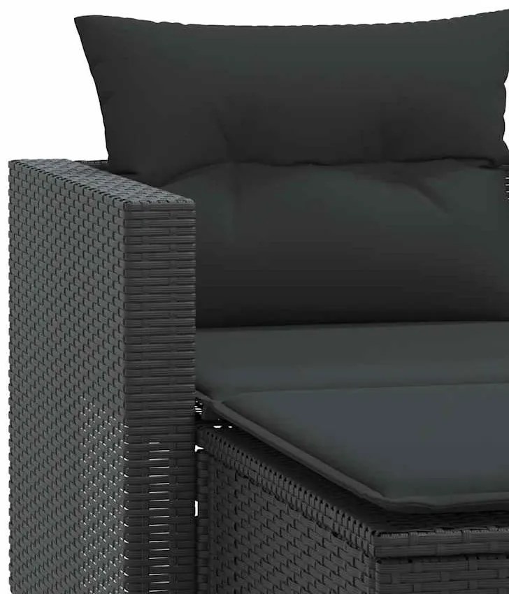 Sofá de jardim de 2 lugares com bancos vime PE preto