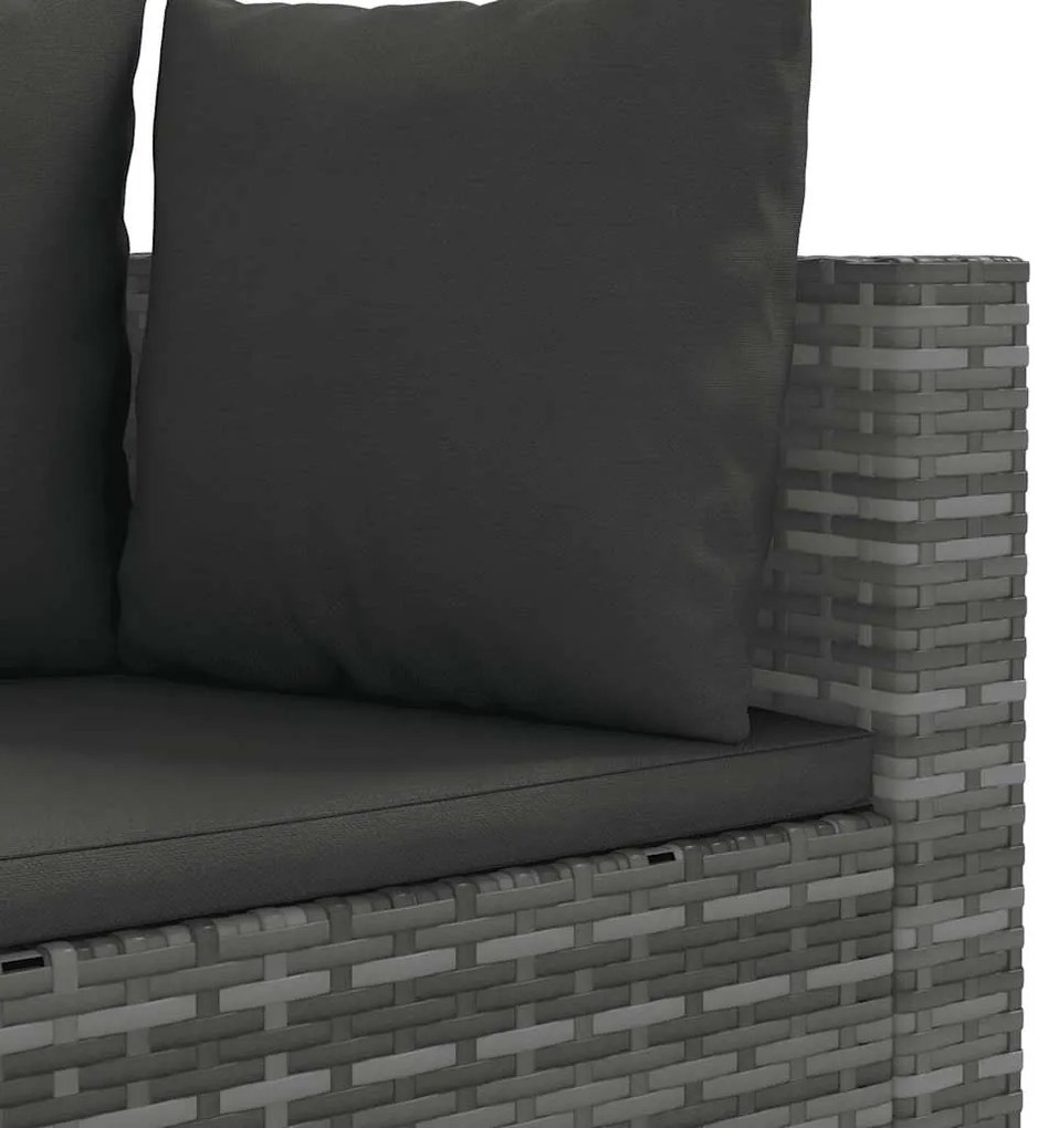8 pcs conjunto sofás de jardim c/ almofadões vime PE cinzento