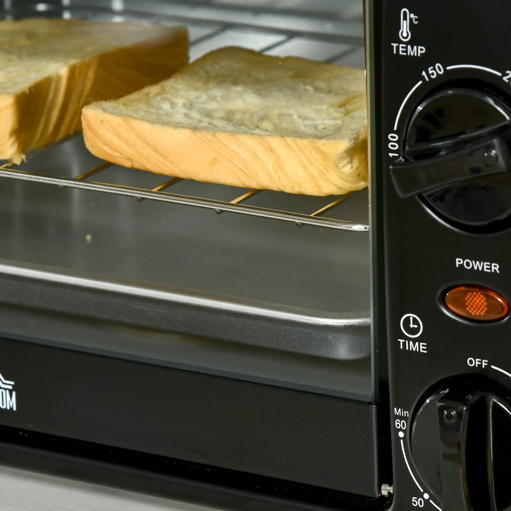 HOMCOM Mini Forno Elétrico 10 Litros 750W com Temperatura até 230 °C T