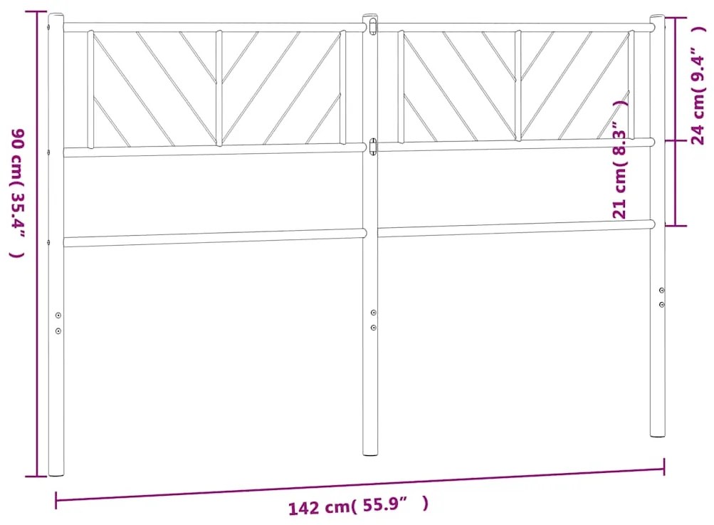 Cabeceira de cama 135 cm metal branco