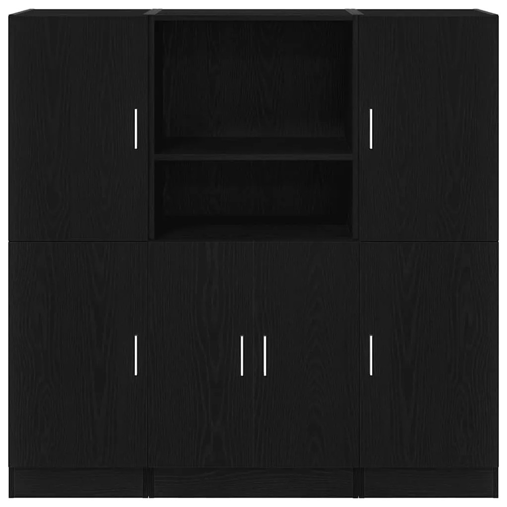 3 pcs armário de cozinha conjunto derivados de madeira preto