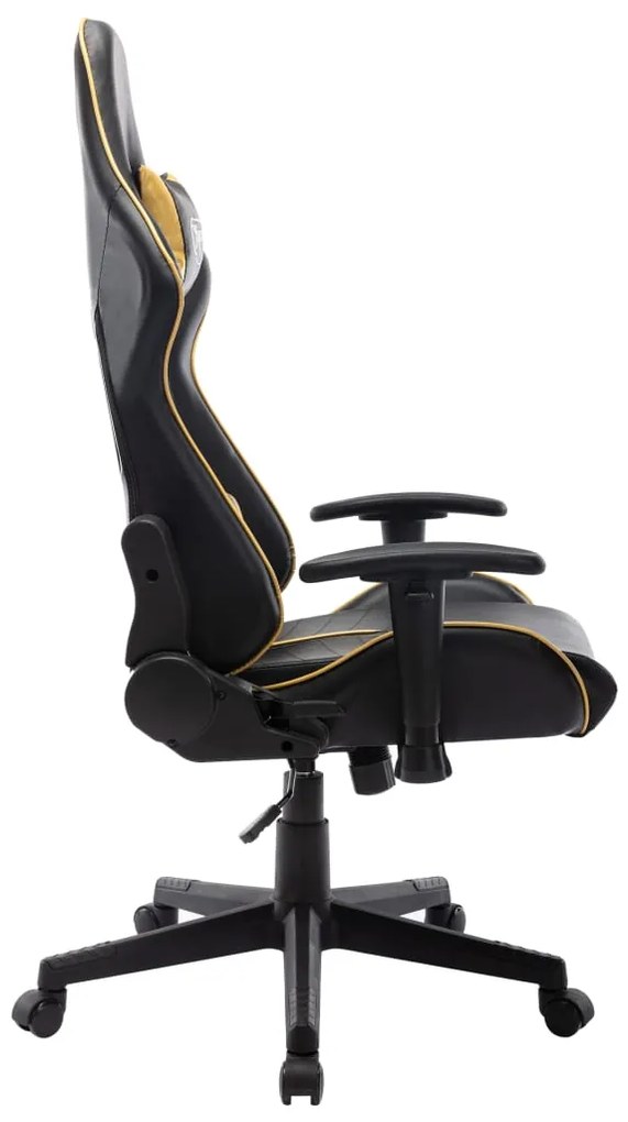 Cadeira de gaming couro artificial preto e dourado
