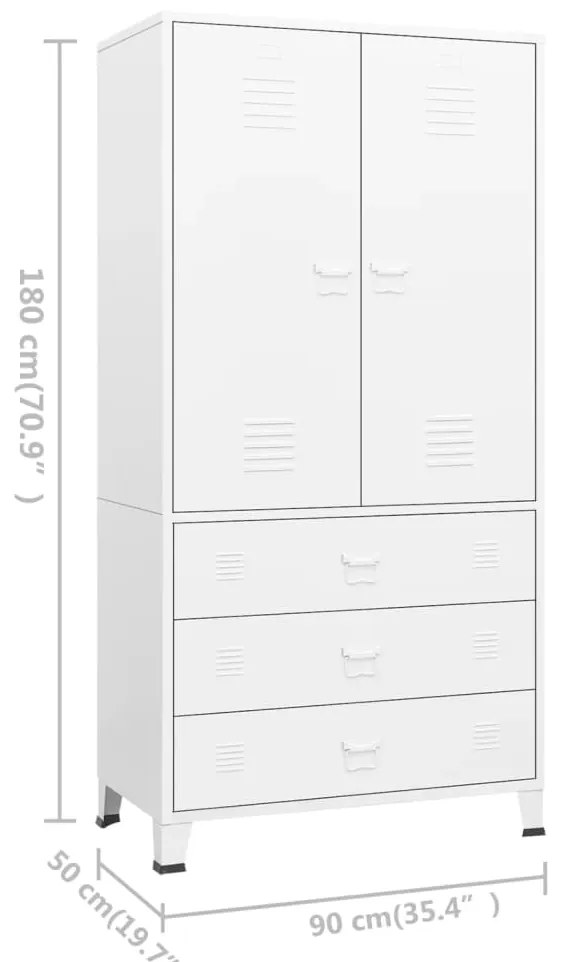 Roupeiro industrial 90x50x180 cm metal branco