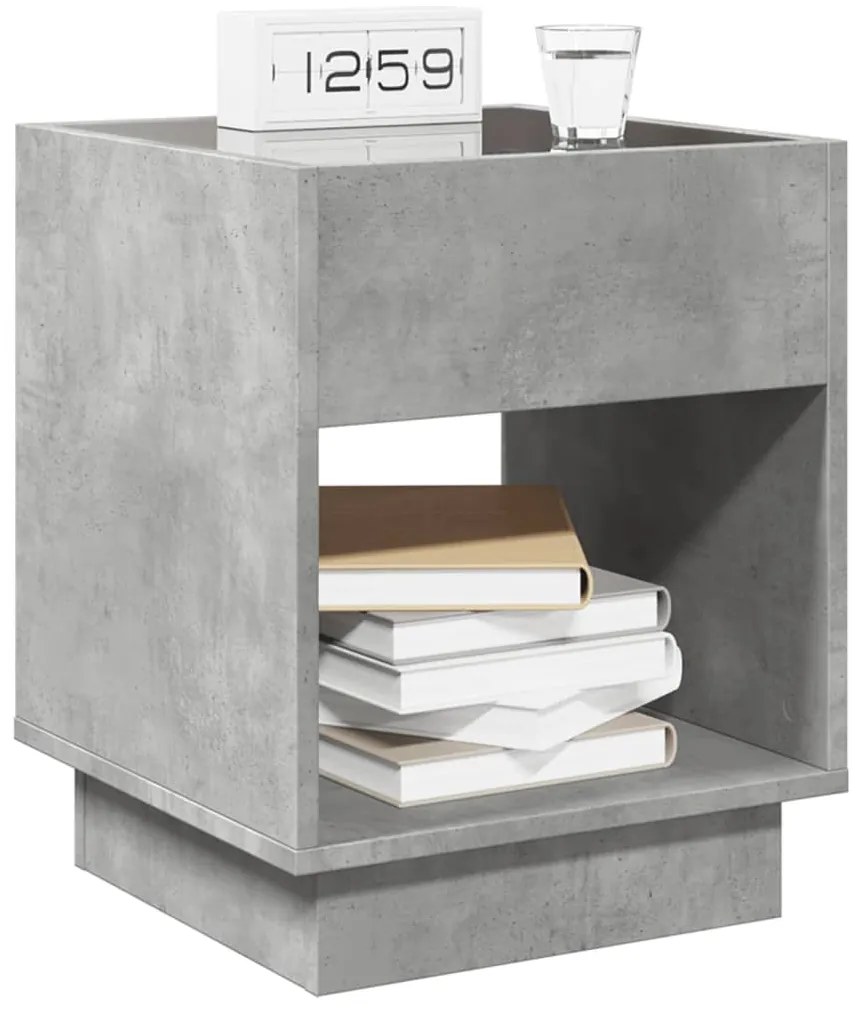 Mesa de cabeceira c/ LED Infinity 40x40x50 cm cinzento cimento