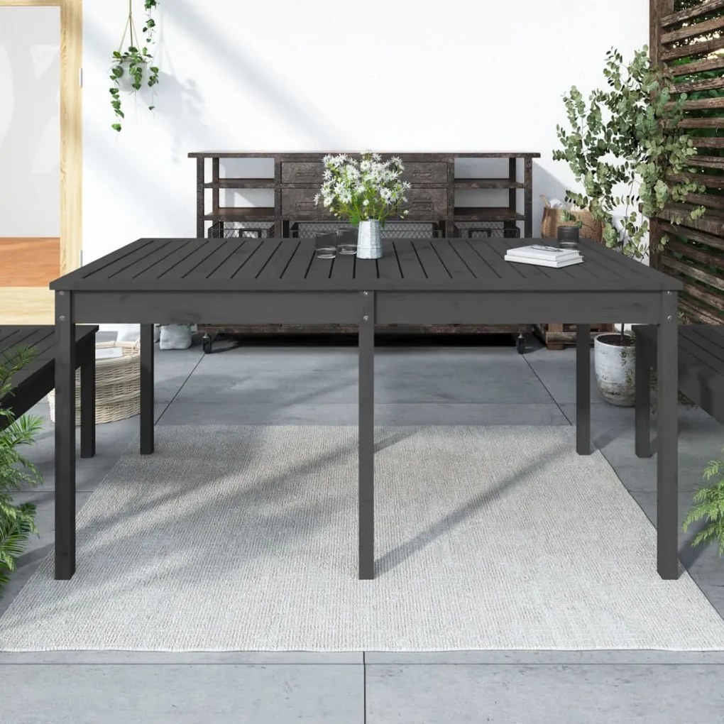 823978 vidaXL Mesa de jardim 159,5x82,5x76cm madeira de pinho maciça cinzento