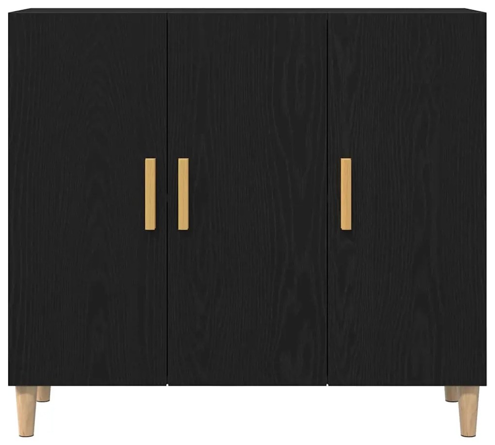 Aparador vidaXL Preto Carvalho 90x34x80 cm Madeira de Engenharia
