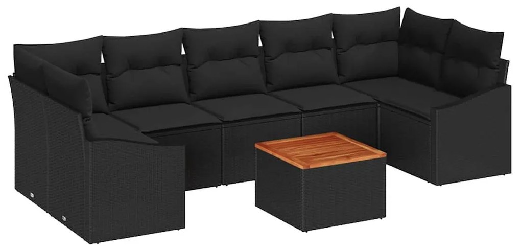 Conjunto de Sofá de Jardim 8 pcs Preto 55 x 55 x 37 cm