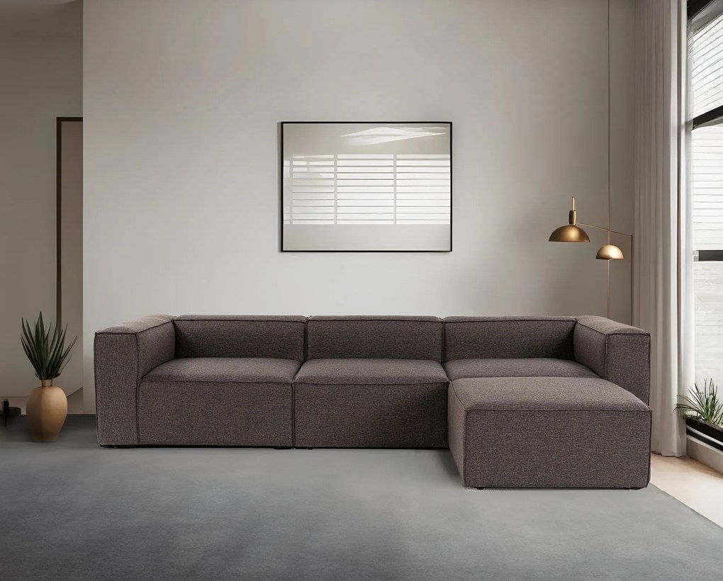 Sofá de Canto Fora – Castanho Escuro – 296 cm x 66 cm x 185 cm