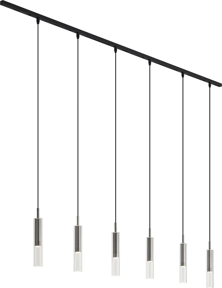 Sistema de iluminação de trilho moderno preto com 6 candeeiros suspensos cor de bronze 1-fase - Slimline Loyce