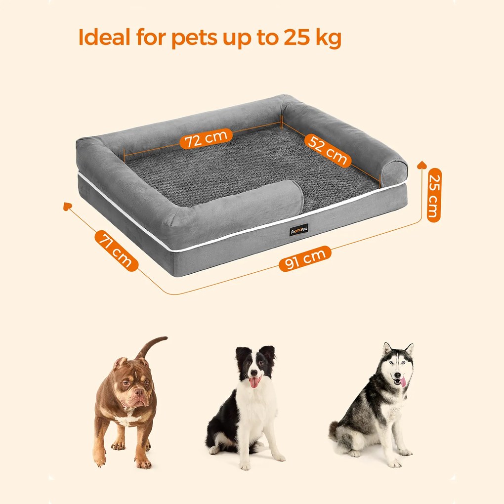 Cama ortopédica para cães 91 x 71 x 25 cm Cinzento claro