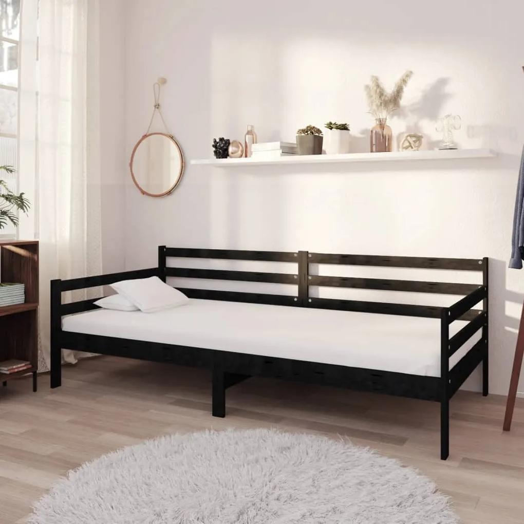 3083593 vidaXL Sofá-cama com colchão 90x200 cm pinho maciço preto