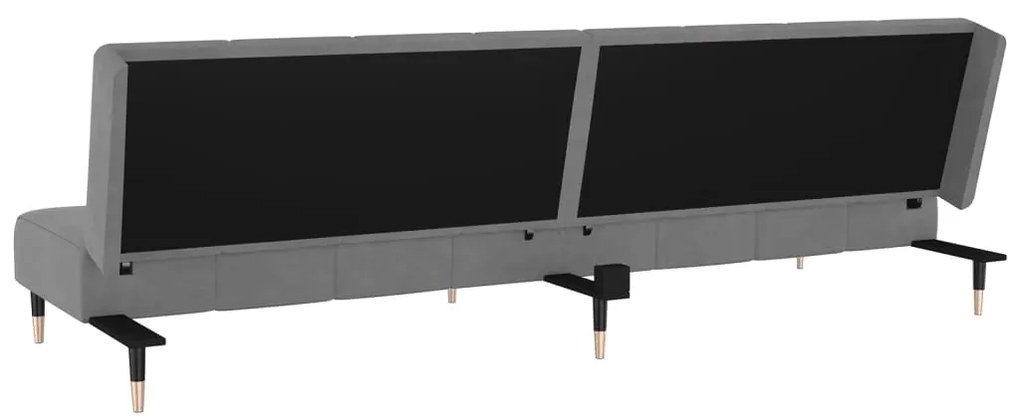 Sofá-cama de 2 lugares veludo cinzento-claro
