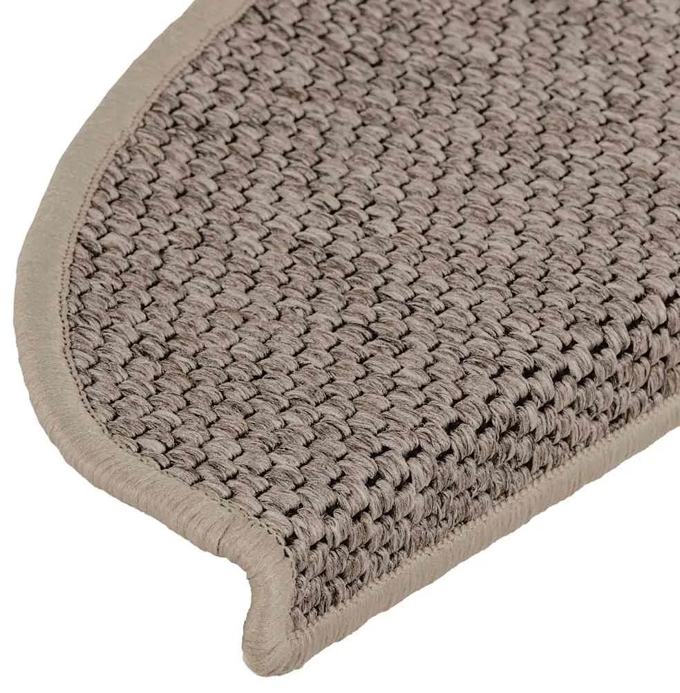 Tapetes escada adesivos aspeto sisal 15pcs 65x21x4 bege-escuro
