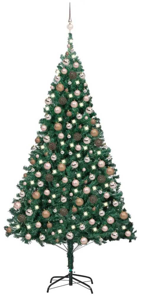 vidaXL Árvore Natal artificial pré-iluminada c/ bolas 210 cm PVC verde