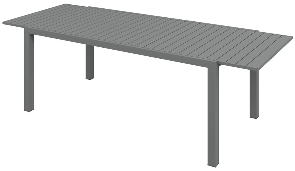 Mesa de Jardim Extensível Mesa de Terraço Retangular para 6-8 Pessoas Capacidade 50 kg 180/240x94x73 cm Cinza Escuro
