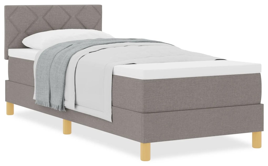 Cama Box Spring com Colchão Taupe 80x200 cm Tecido
