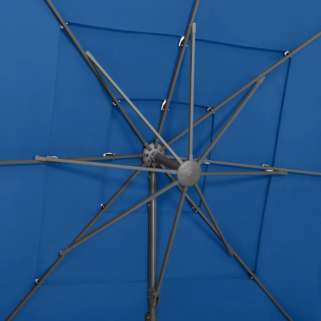 Guarda-sol 4 camadas c/ poste de alumínio 250x250 cm azul-ciano
