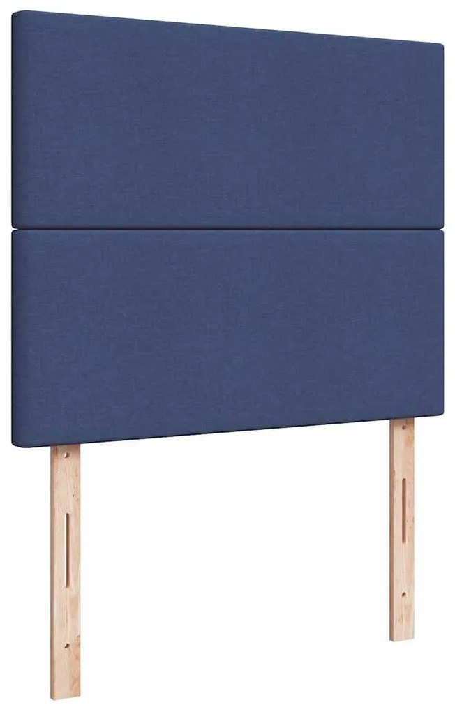 Cama box spring c/ colchão e LED 120x190 cm tecido azul