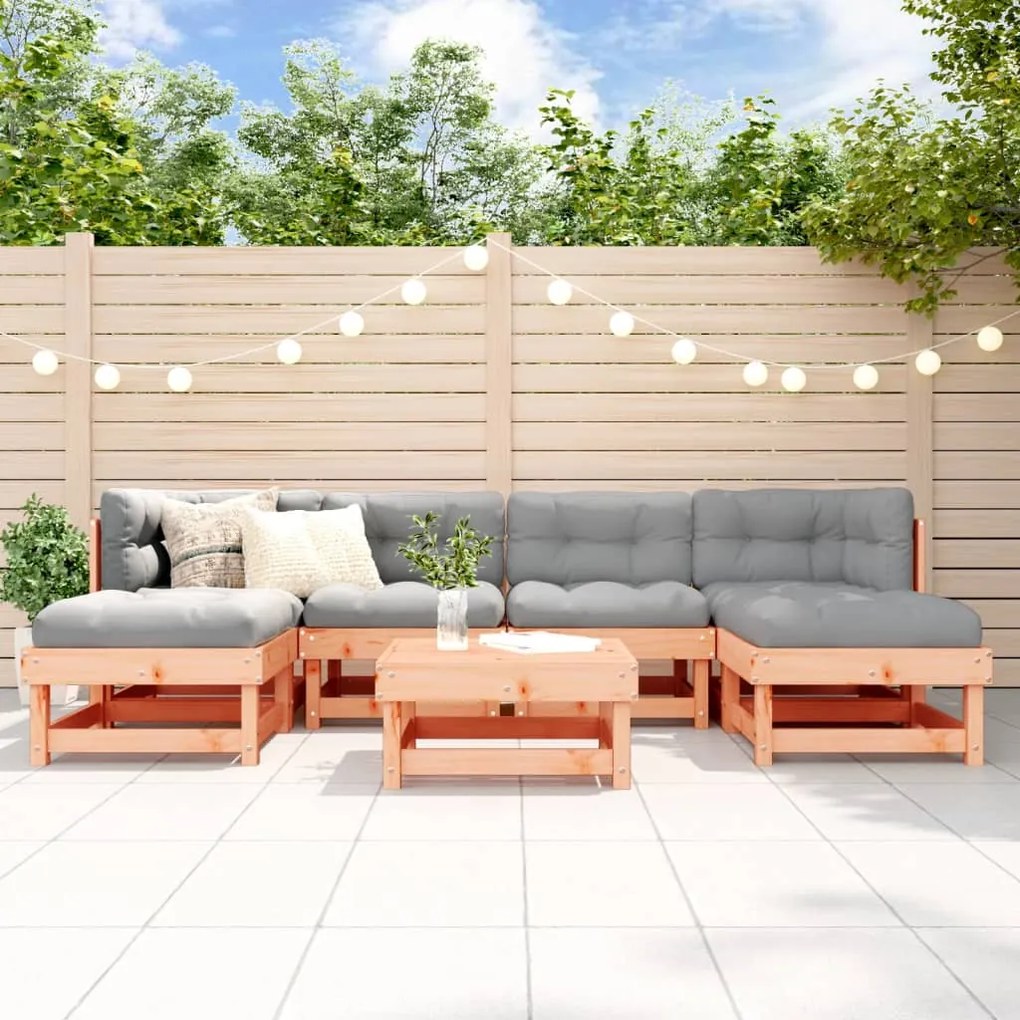 7 pcs conjunto lounge de jardim madeira de douglas maciça
