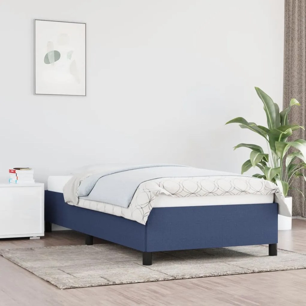 Estrutura de cama sem colchão 90x190 cm tecido azul