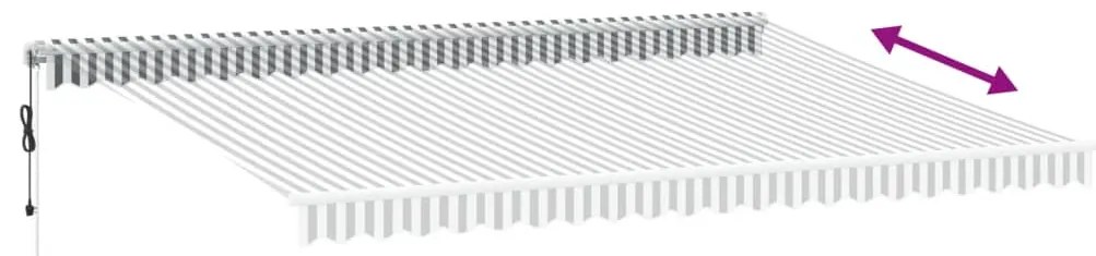 Toldo retrátil automático com LED 500x300 cm antracite/branco