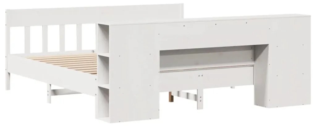 Cama com estante sem colchão 180x200 cm pinho maciço branco