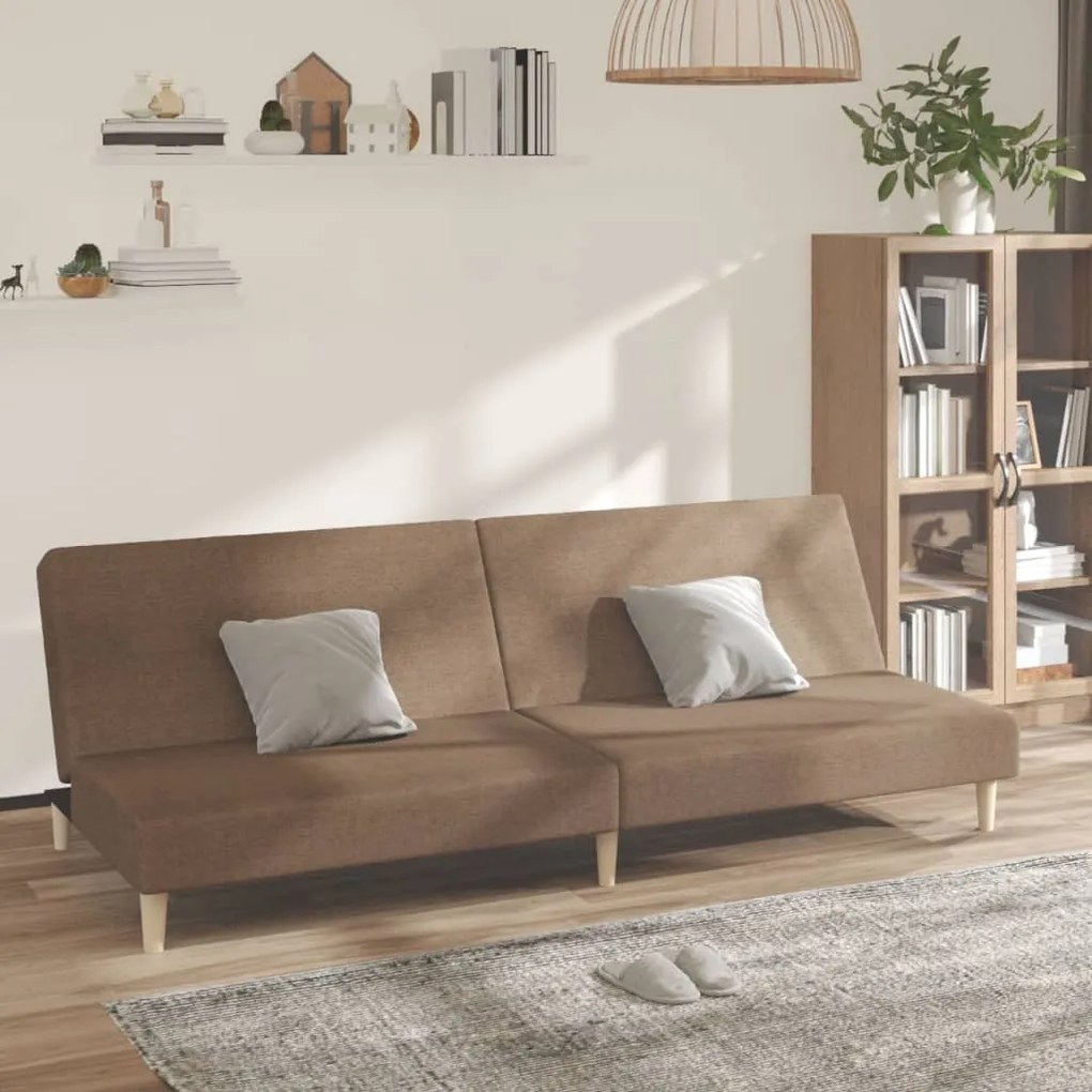 337278 vidaXL Sofá-cama de 2 lugares tecido castanho