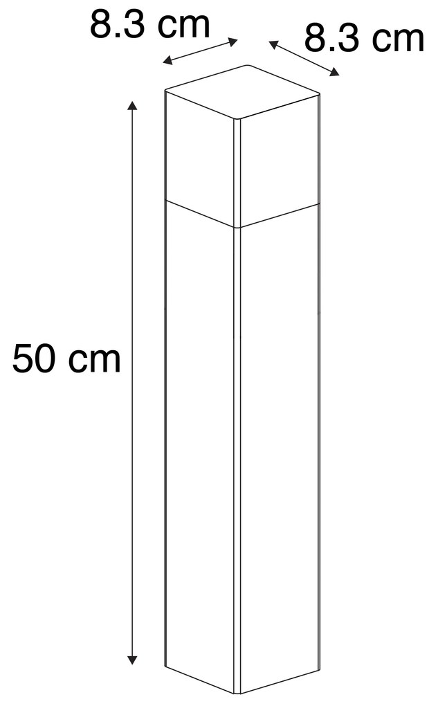 Candeeiro de exterior preto 50 cm IP44 com efeito de vidro fumê - Dinamarca Moderno