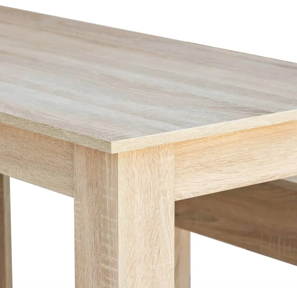 Mesa e bancos de jantar 3 pcs aglomerado carvalho