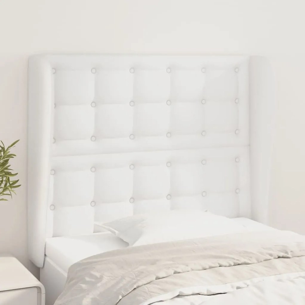 Cabeceira cama c/ abas couro artificial 83x23x118/128 cm branco