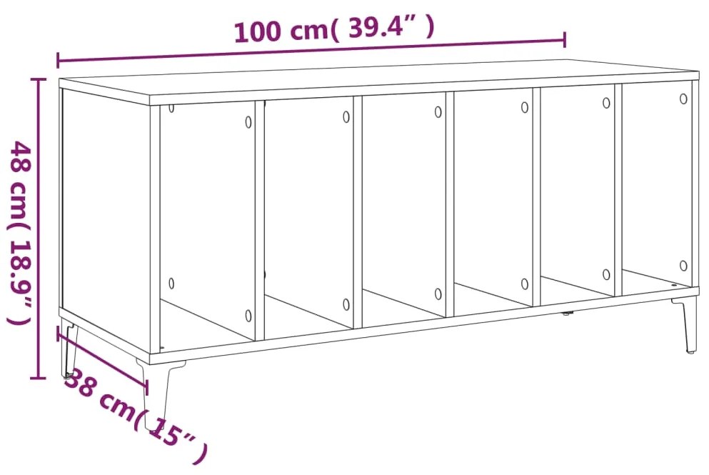 Armário para discos 100x38x48 cm derivados de madeira preto