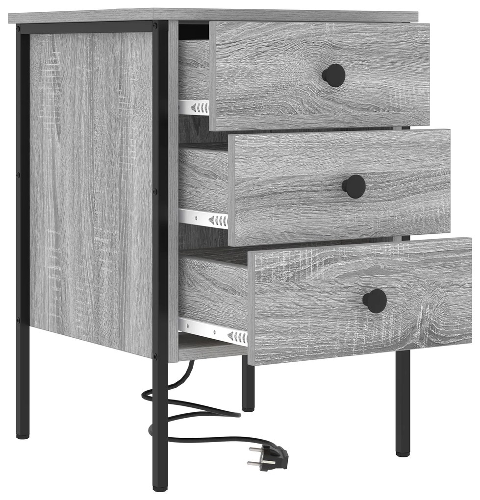 Armário de Cabeceira com gaveta Sonoma cinzento 42 x 41 x 61 cm