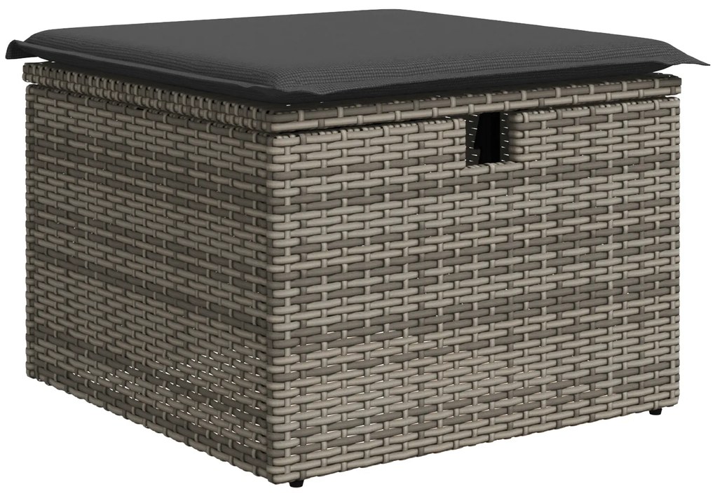 Conjunto de Sofá de Jardim de 8 Peças com Almofadas Cinza de Vime Poli