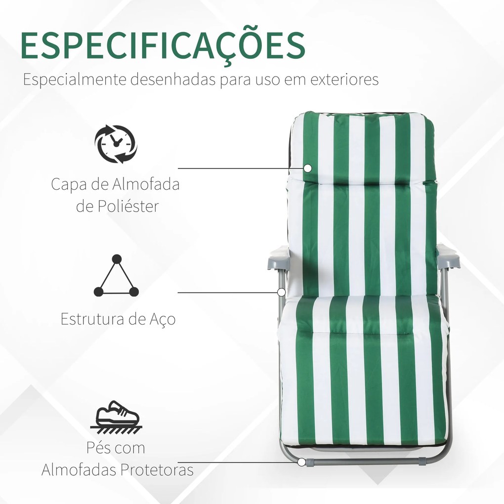 2 Espreguiçadeiras de Jardim Dobráveis Espreguiçadeiras de Aço com Alm