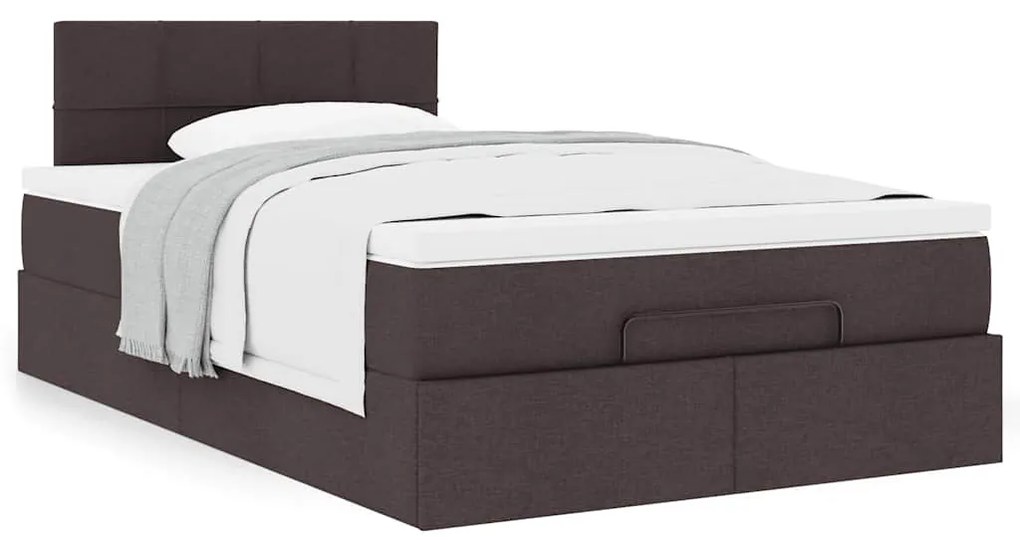 Estrutura de cama otomana com colchão 120x190cm castanho escuro