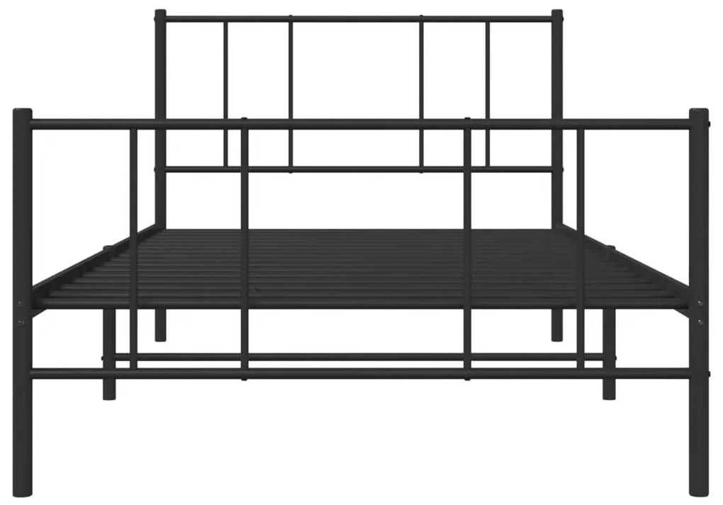 Estrutura de cama com cabeceira e pés 90x200 cm metal preto