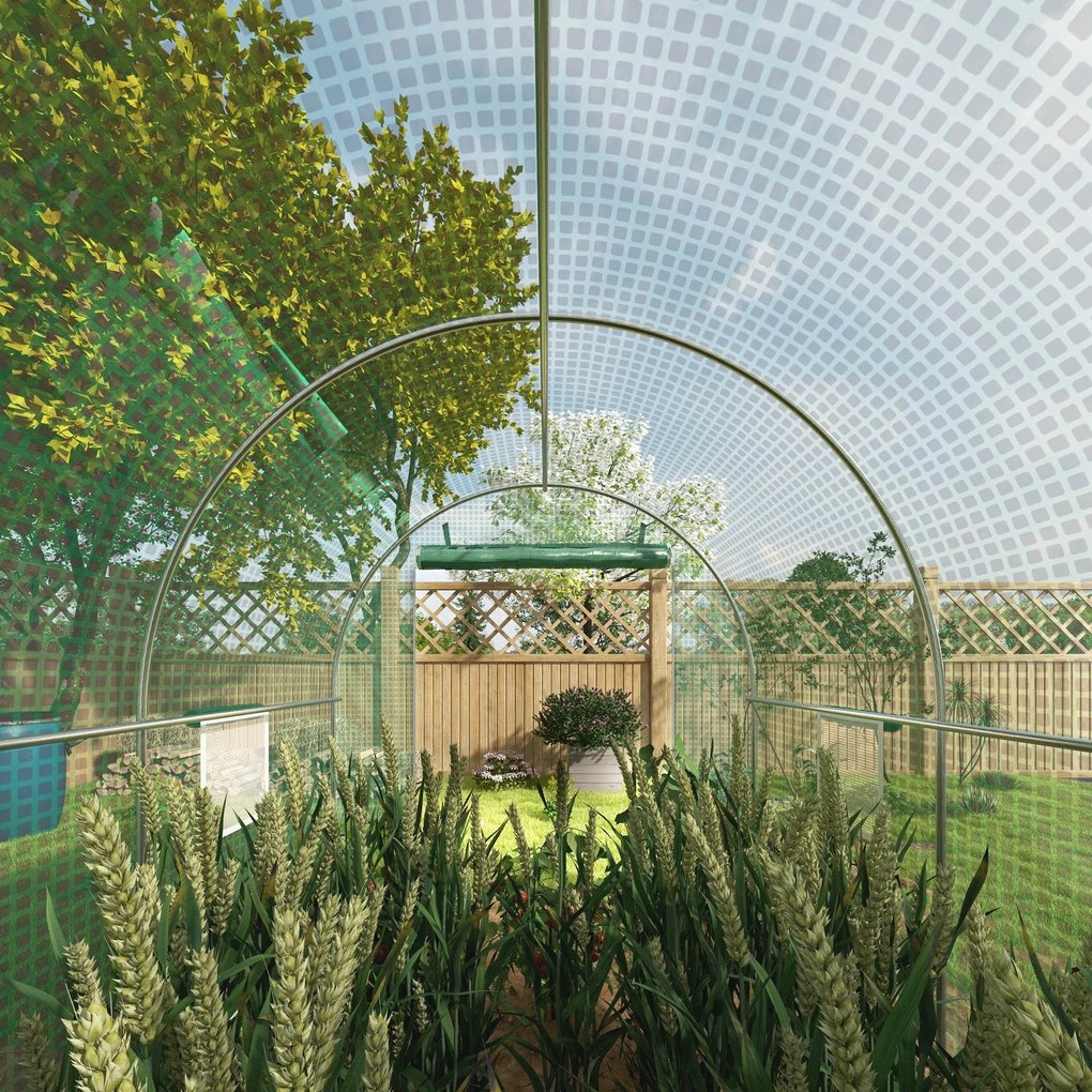 Estufa tipo Túnel 400x200x205 cm Estufa de Jardim com Porta Enrolável