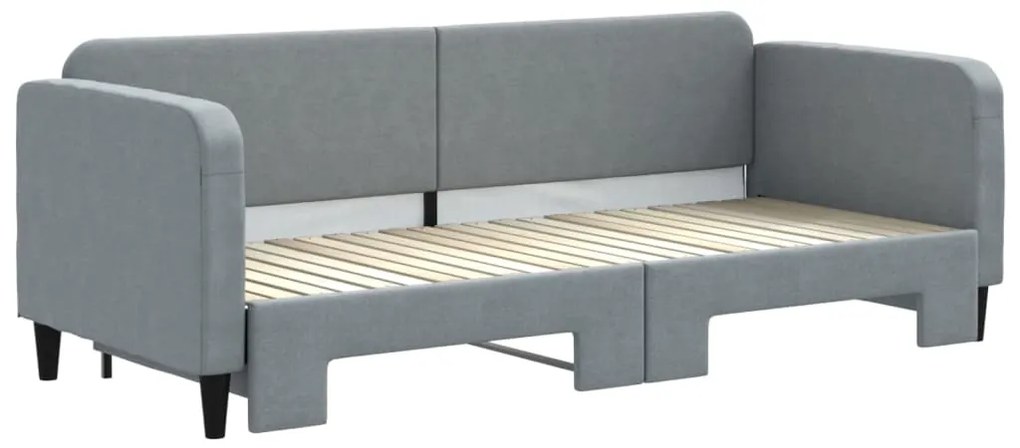 Sofá-cama com gavetão 80x200 cm tecido cinzento-claro