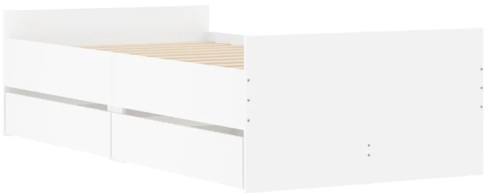 Estrutura cama de solteiro pequena c/ gavetas 75x190 cm branco