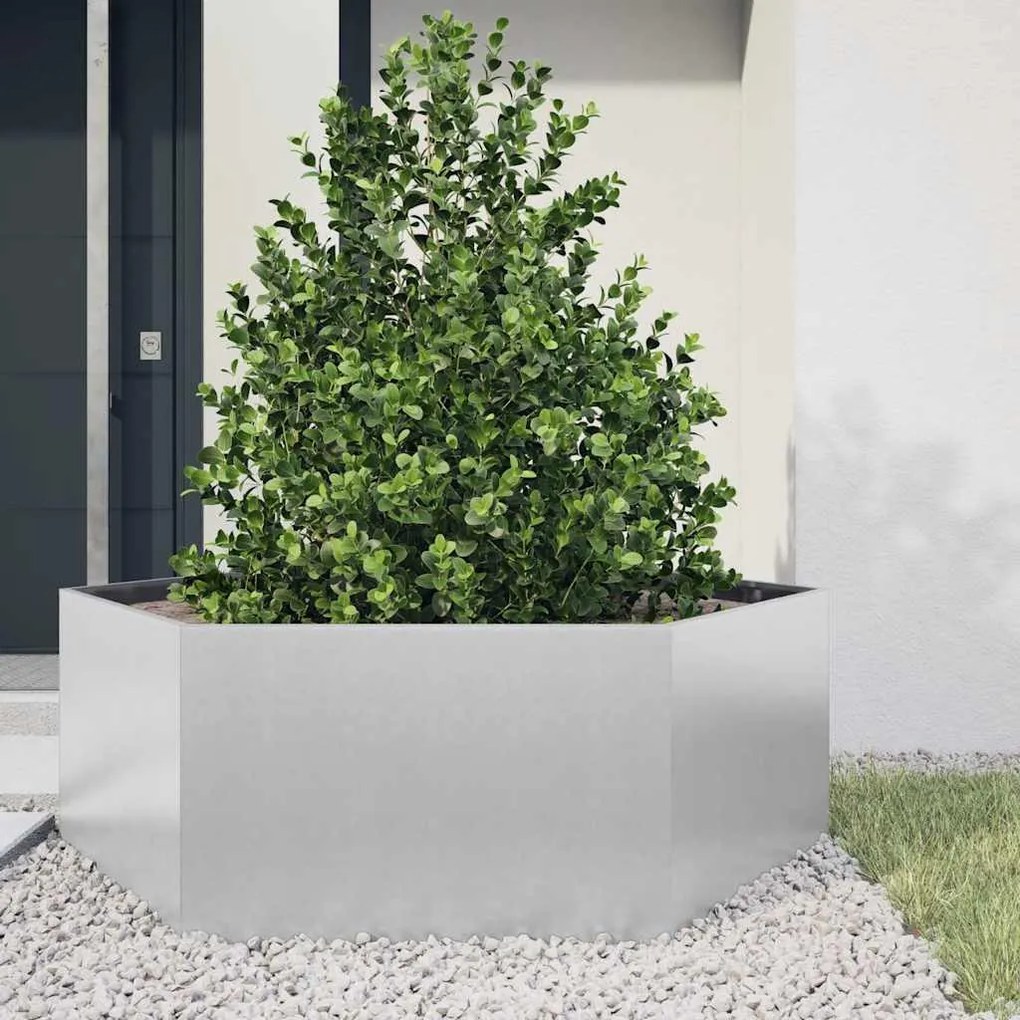 Vaso/floreira de jardim hexagonal 138x120x45 cm aço galvanizado