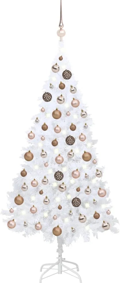 vidaXL Árvore Natal artificial pré-iluminada c/ bolas PVC branco