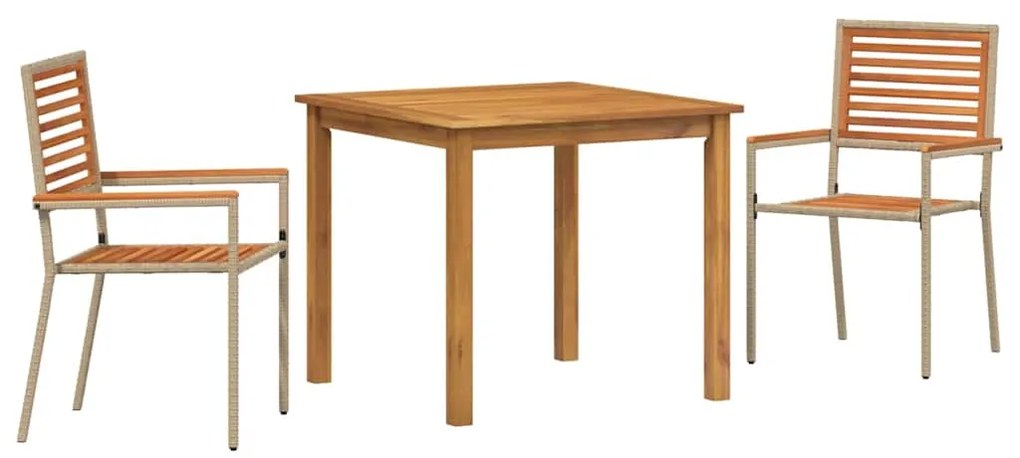 Conjunto de Jantar de Jardim 3 pcs Bege 85 x 85 x 74 cm