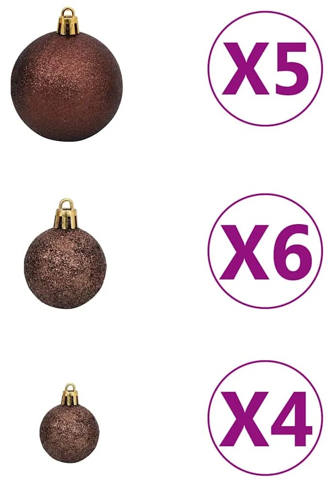 Árvore Natal artificial pré-iluminada c/ bolas branco