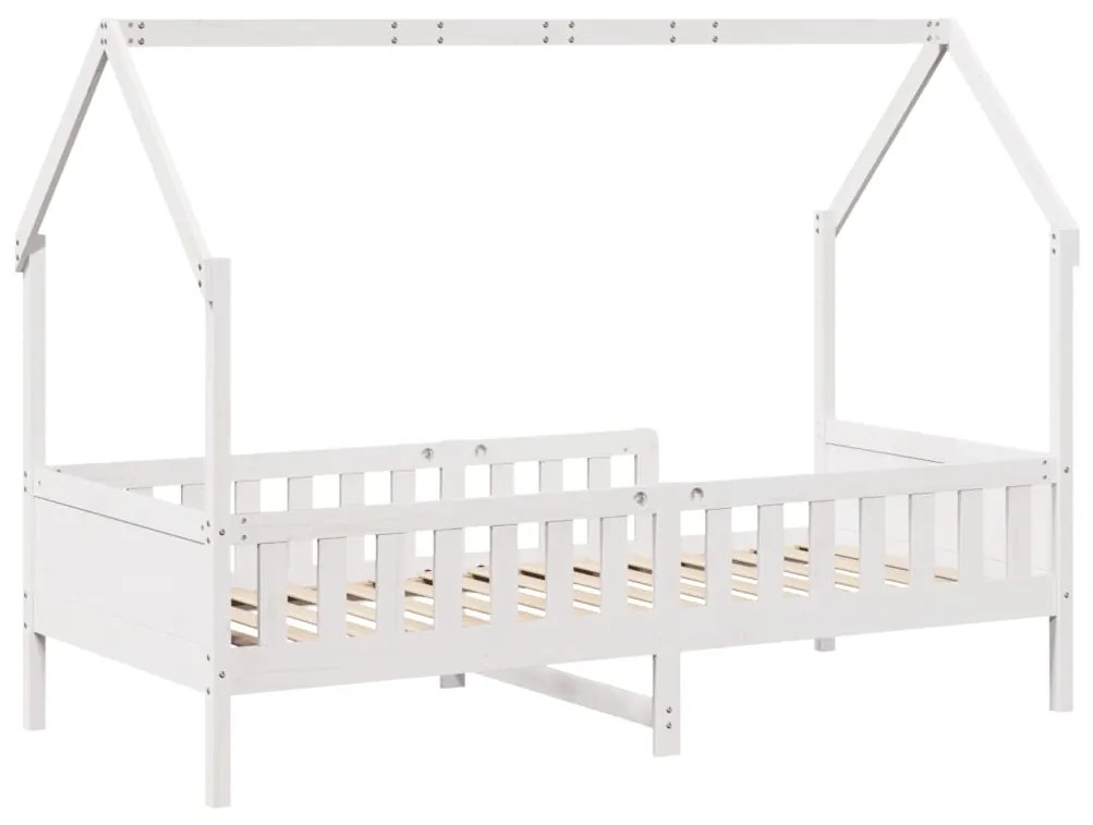 Cama infantil formato de casa 90x200 cm pinho maciço branco